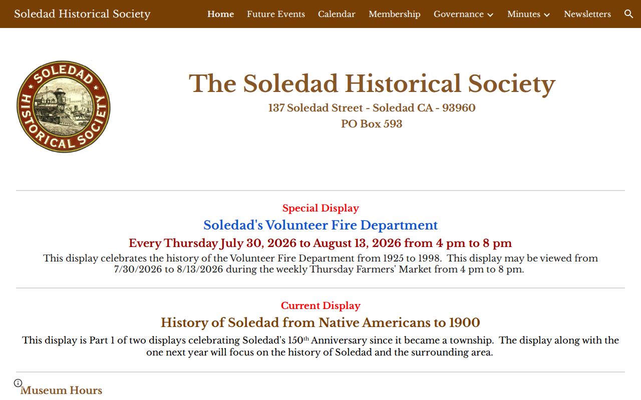 Soledad city directory local history and Soledad Historical Society collection