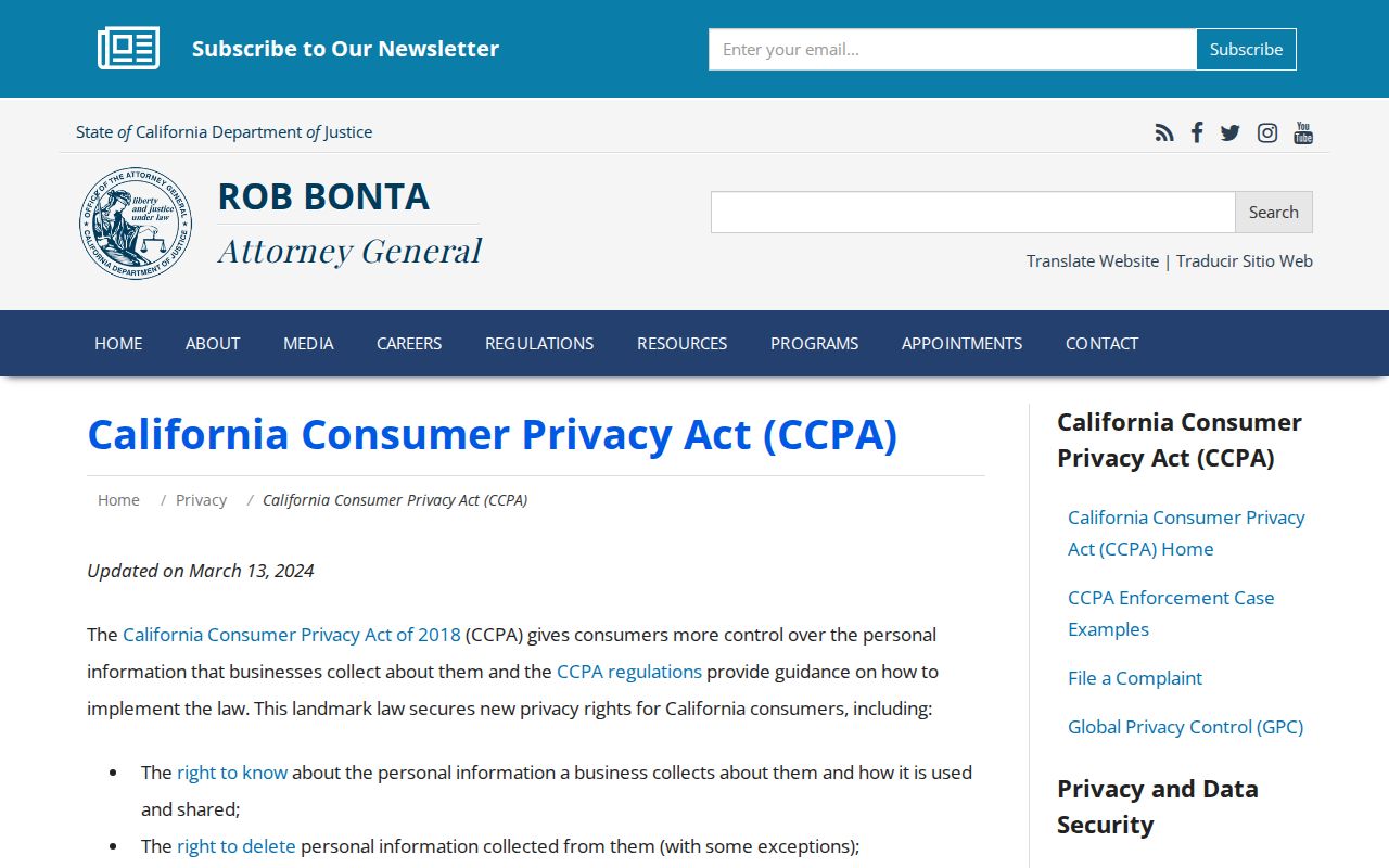 Soledad neighbors California consumer privacy rights