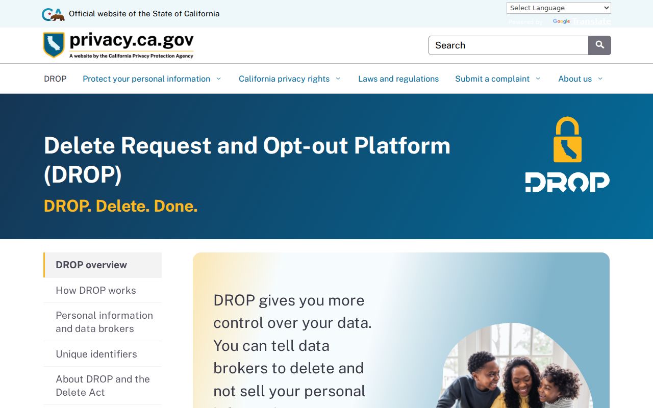 Soledad neighbors California DROP data deletion