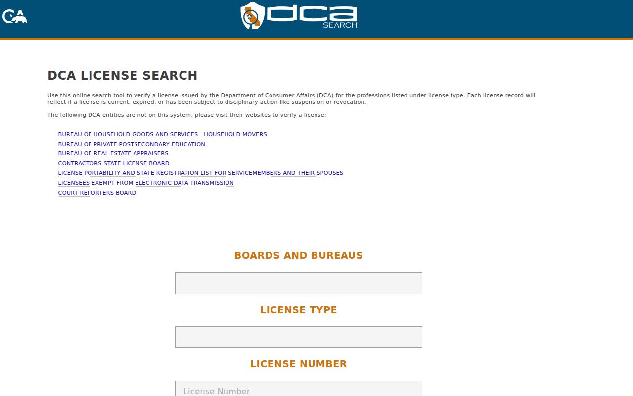 Soledad resident lookup California professional license search