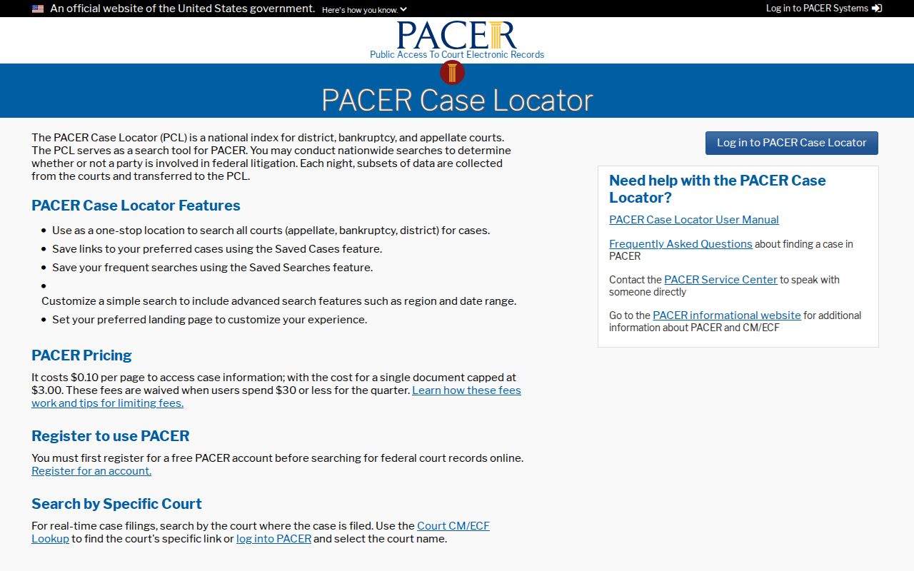 Soledad resident lookup PACER federal case search
