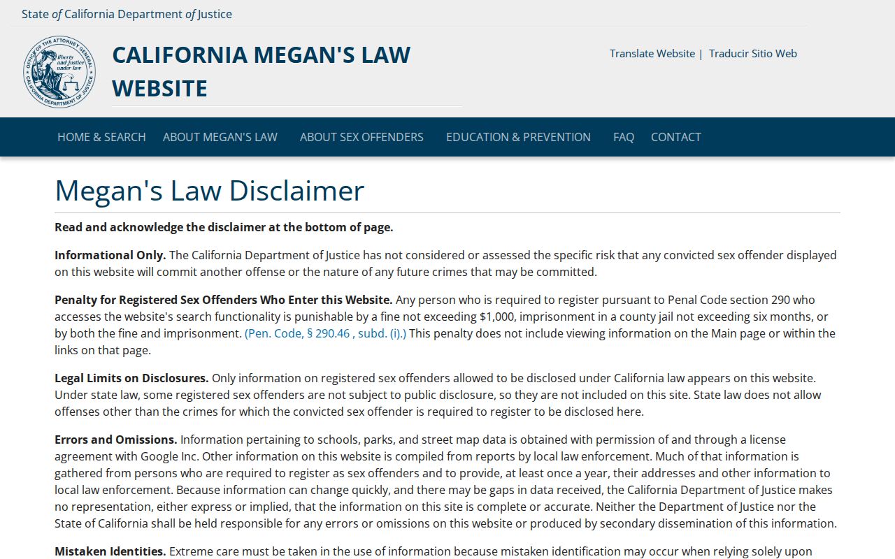 Soledad ZIP code California Megan's Law search
